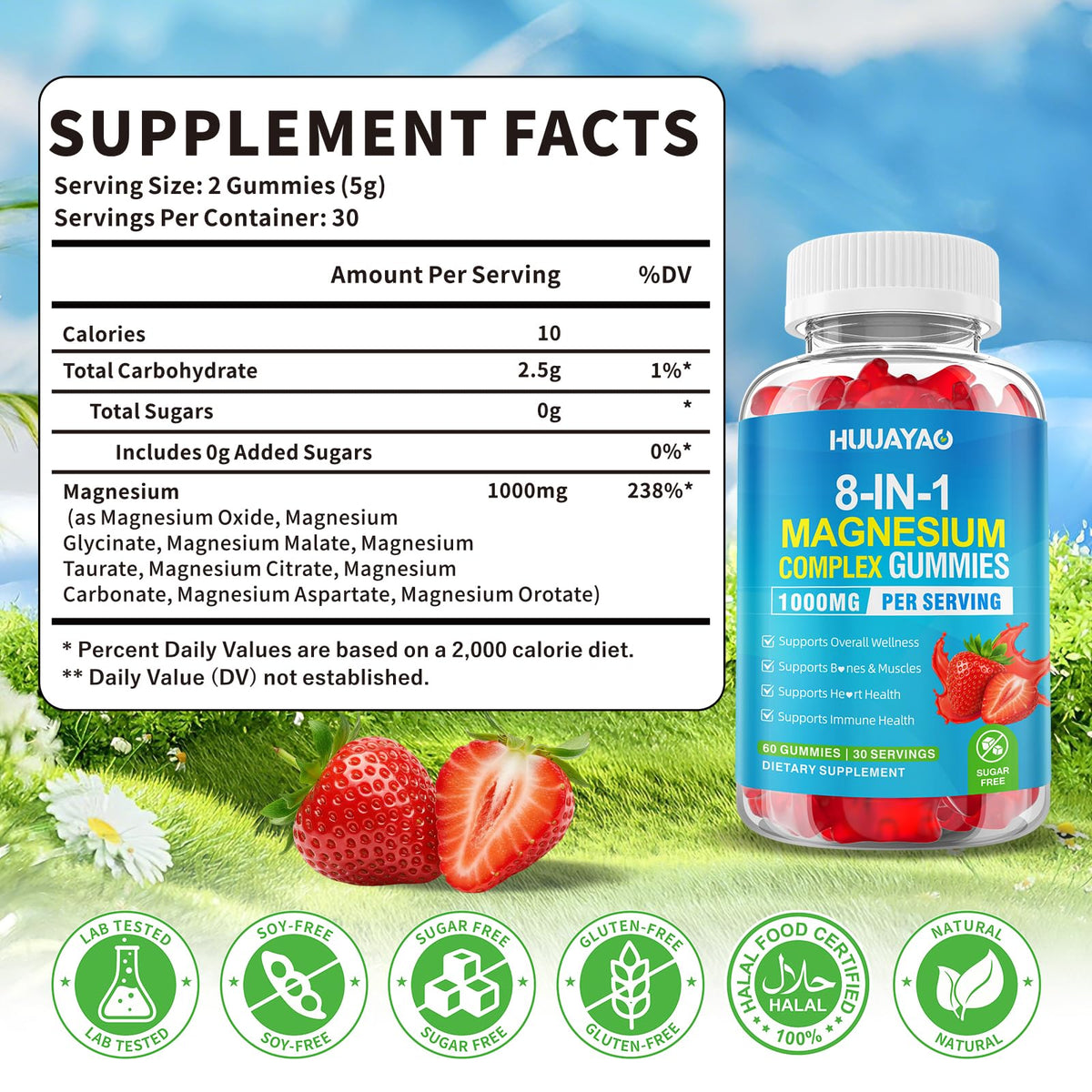HUUAYAO Magnesium Complex Gummies - 120 Count - image 2