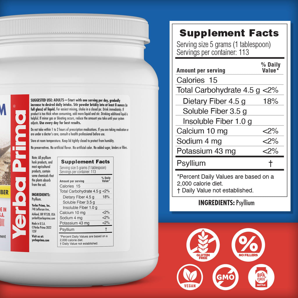 Yerba Prima Psyllium Whole Husks 20 oz