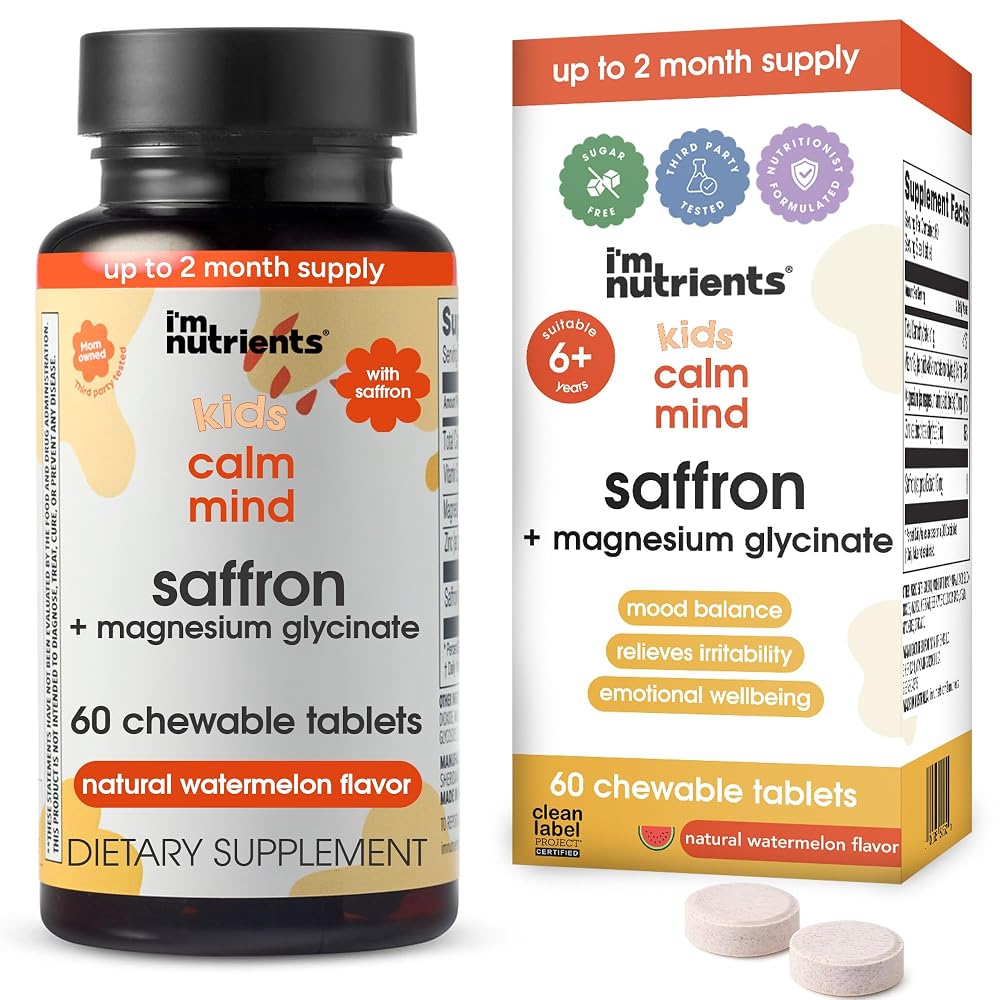 I'm Nutrients Calm Mind Saffron & Magnesium for Kids - 60 Tablets