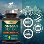 Nature's Choice Omega 3 Fish Oil Supplements - 2400mg Fish Oil Per