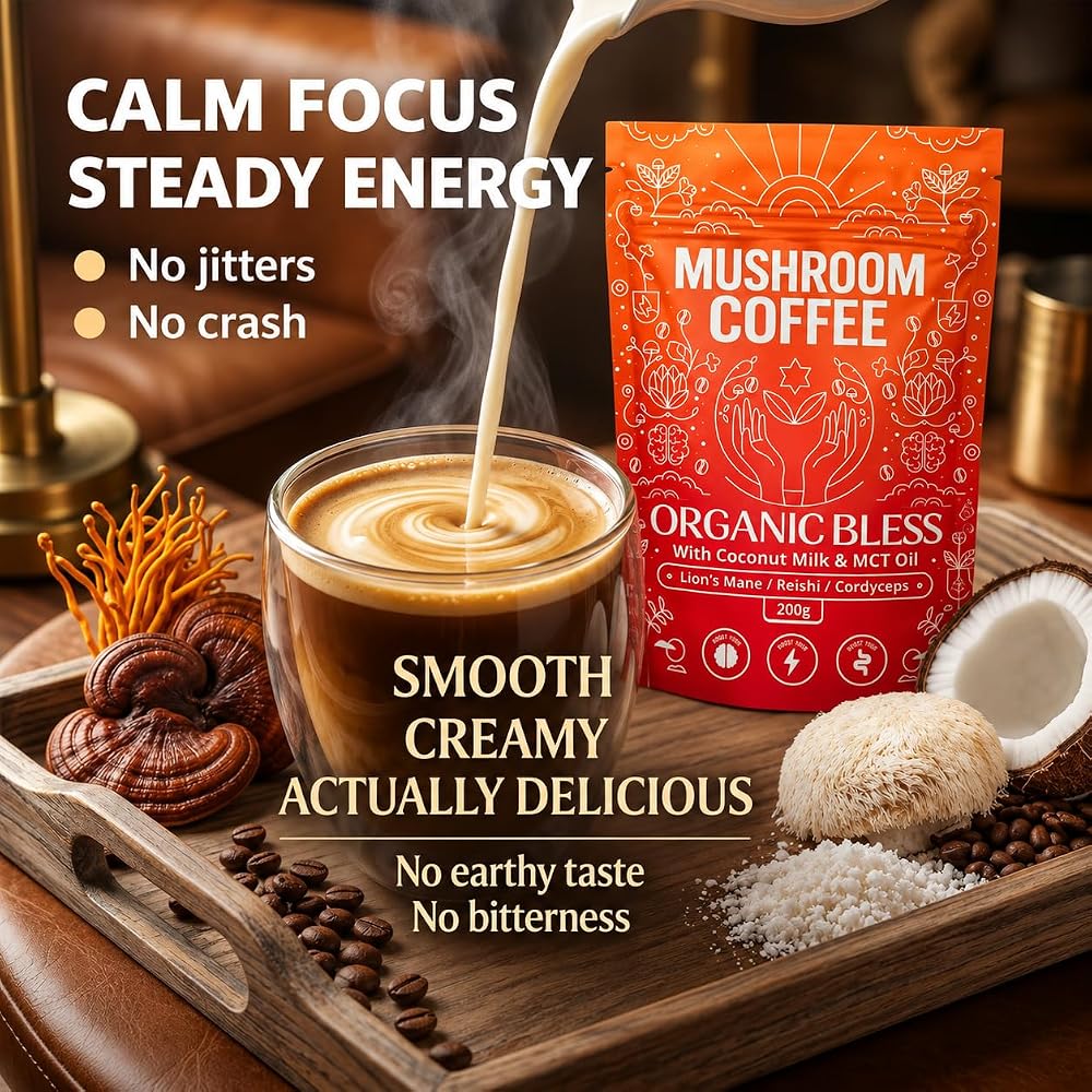 Organic Bless Mushroom Coffee Instant Powder - 30 Servings - image 4