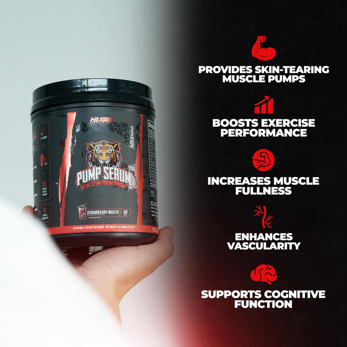 Huge Supplements Pump Serum Non-Stim Pre-Workout - 40 Servings - image 3