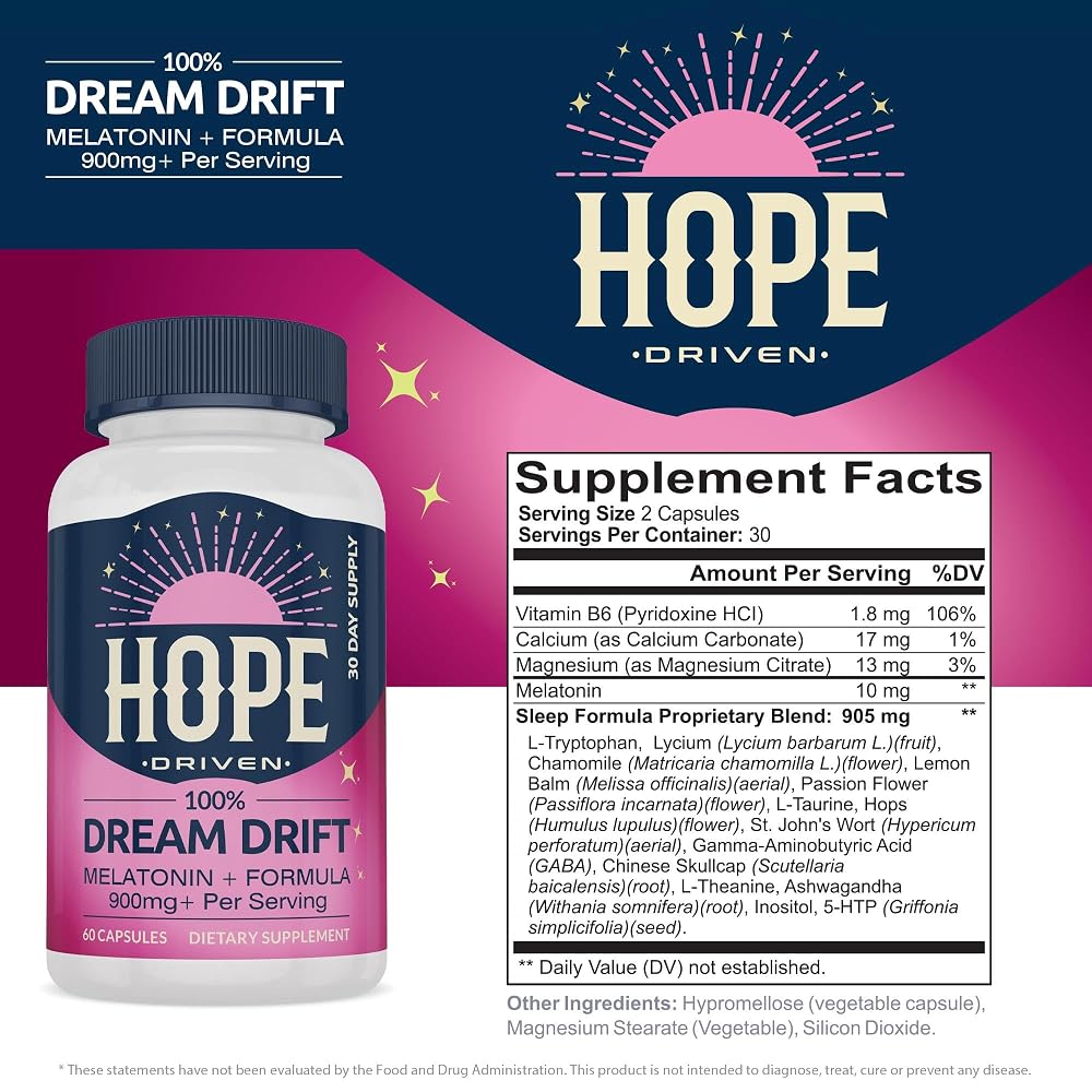 Hope Driven Dream Drift Melatonin+ Sleep Aid - 60 Capsules - image 5
