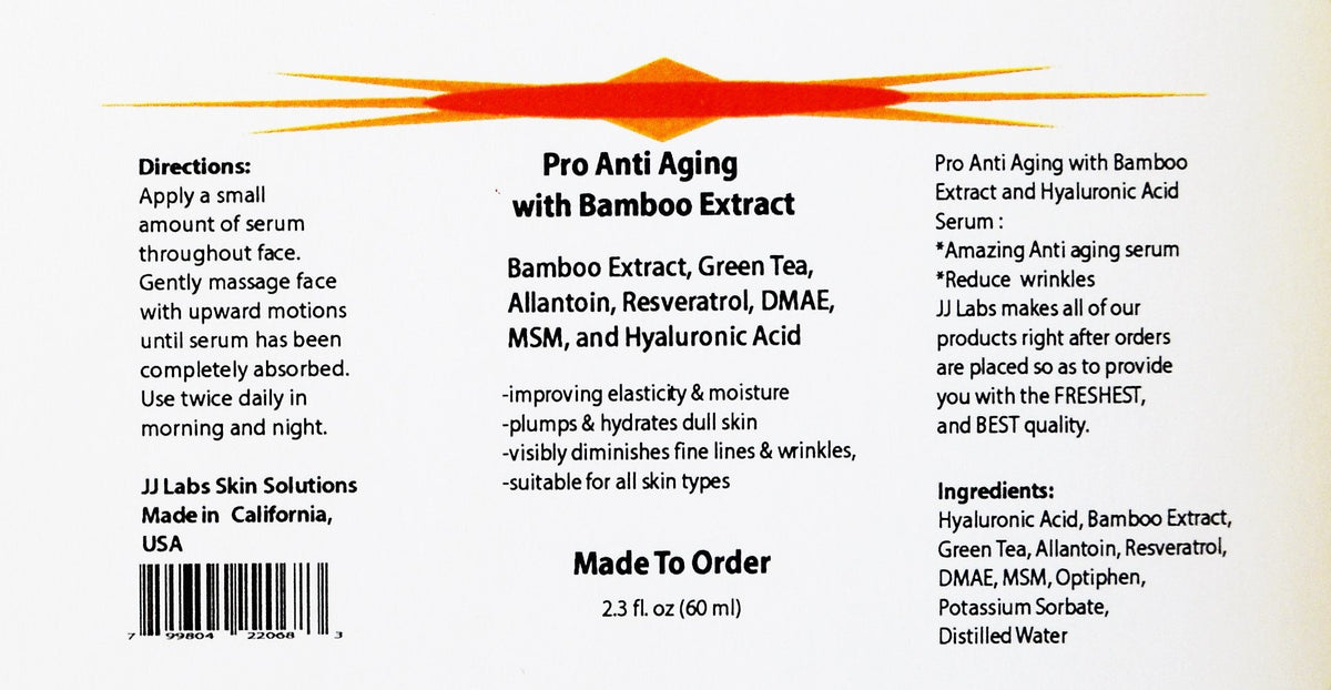 JJLabs Skin Solutions Pro Anti Aging Serum Bamboo Extract