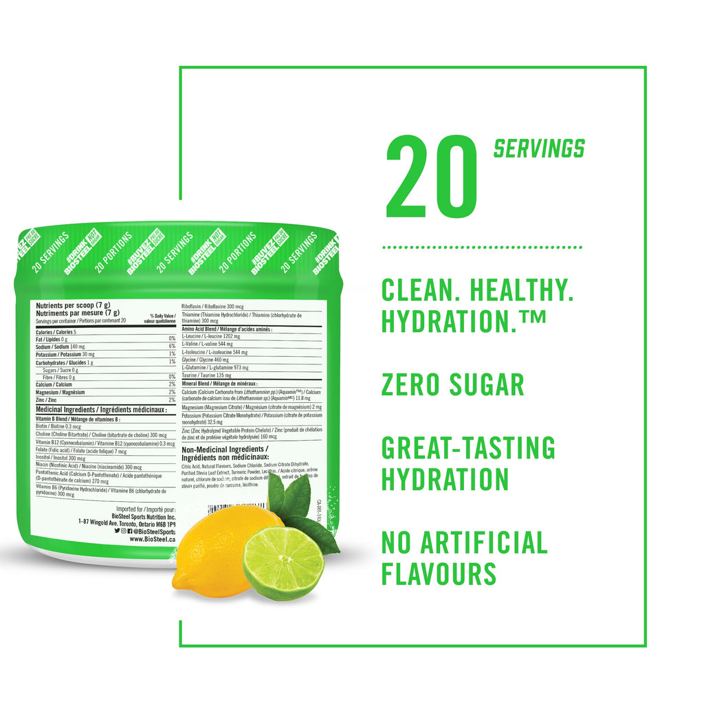 BioSteel Hydration Mix Lemon Lime Powder - 20 Servings - image 3