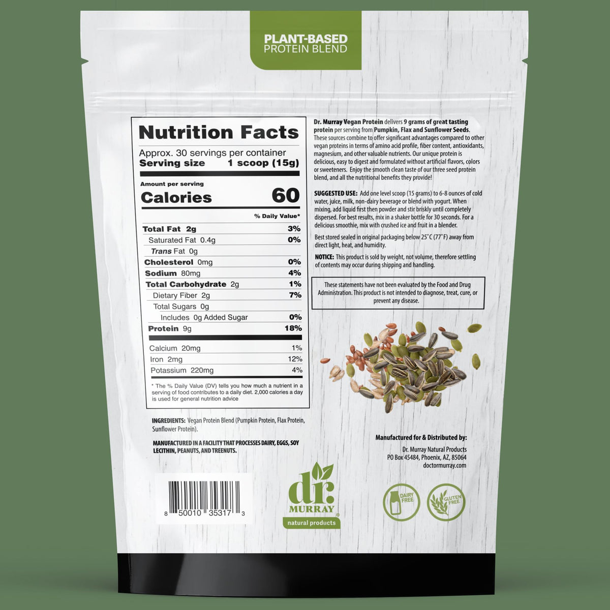 Dr. Murray's Super Foods 3 Seed Protein Powder - Pumpkin Flax