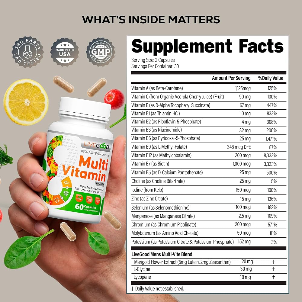 LiveGood Bio-Active Complete Multivitamin for Men - 60 Capsules - image 2