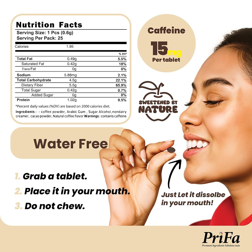 PriFa Vanilla Coffee Tablets Instant Energy Boost - 25 Tablets - image 4