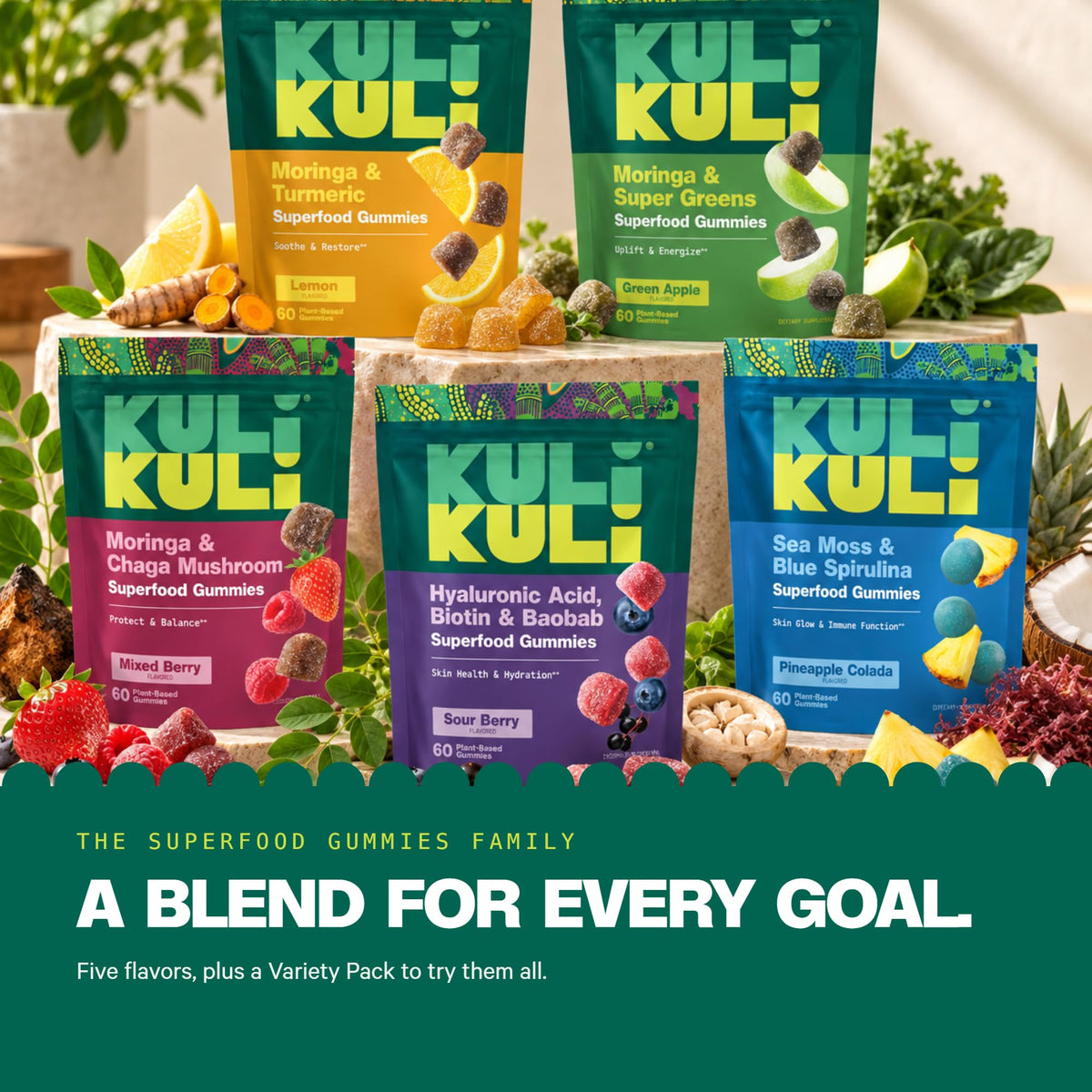 Kuli Kuli Moringa Gummies - Caffeine-Free Energy Supplements