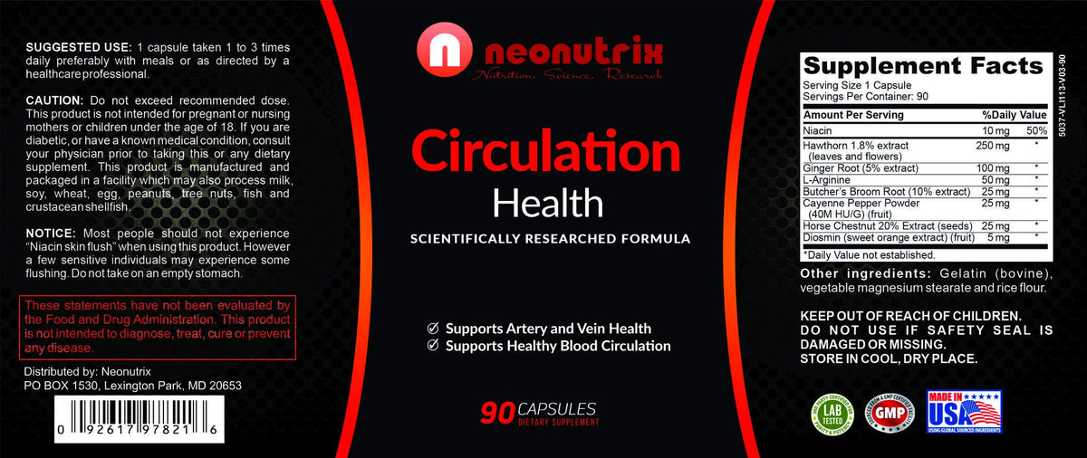 Neonutrix Blood Circulation Supplement L-Arginine & Hawthorn - 90 Capsules - image 4