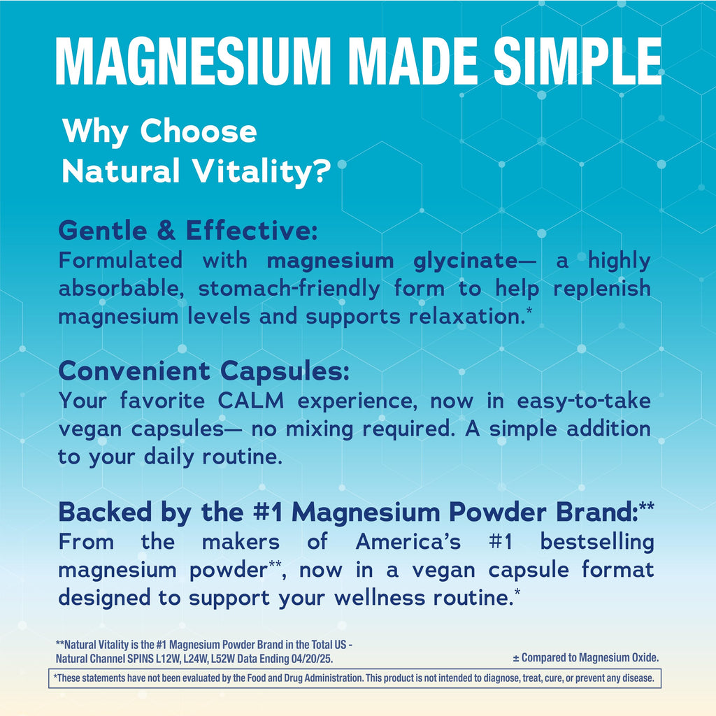 Natural Vitality Calm Magnesium Glycinate Capsules - 180 Count - image 6