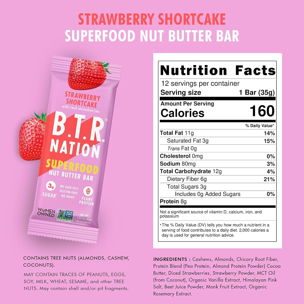 B.T.R. Vegan Keto Superfood Protein Bars