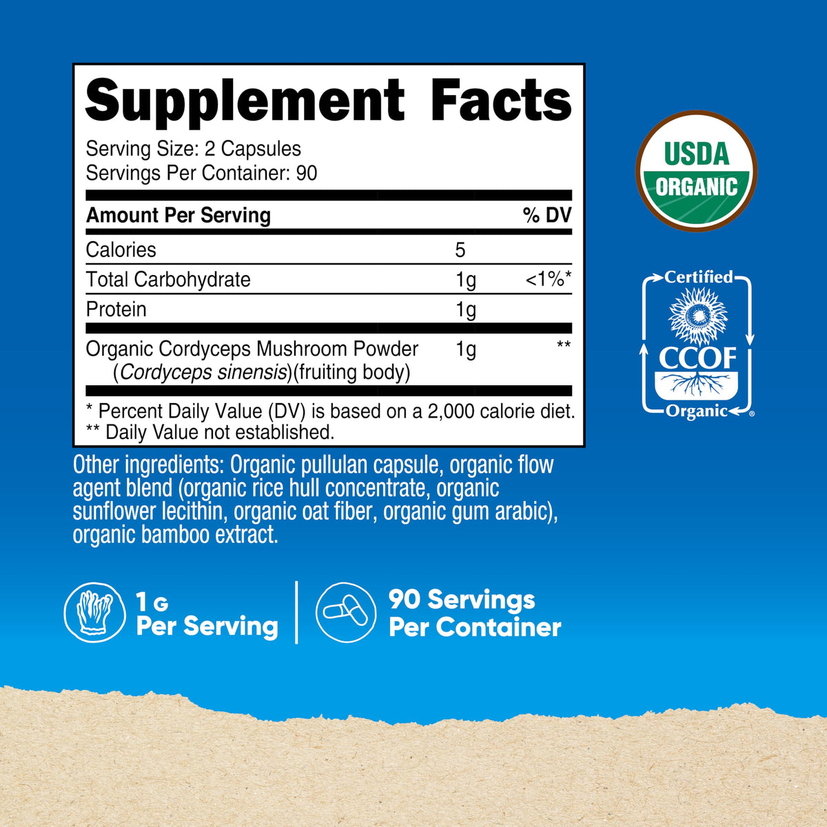 Nutricost Organic Cordyceps Mushroom Capsules 1100mg - Certified CCOF