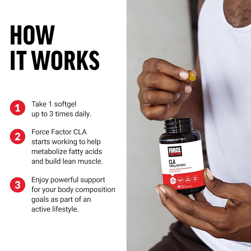Force Factor CLA 1000 mg Conjugated Linoleic Acid - 90 Softgels - image 4