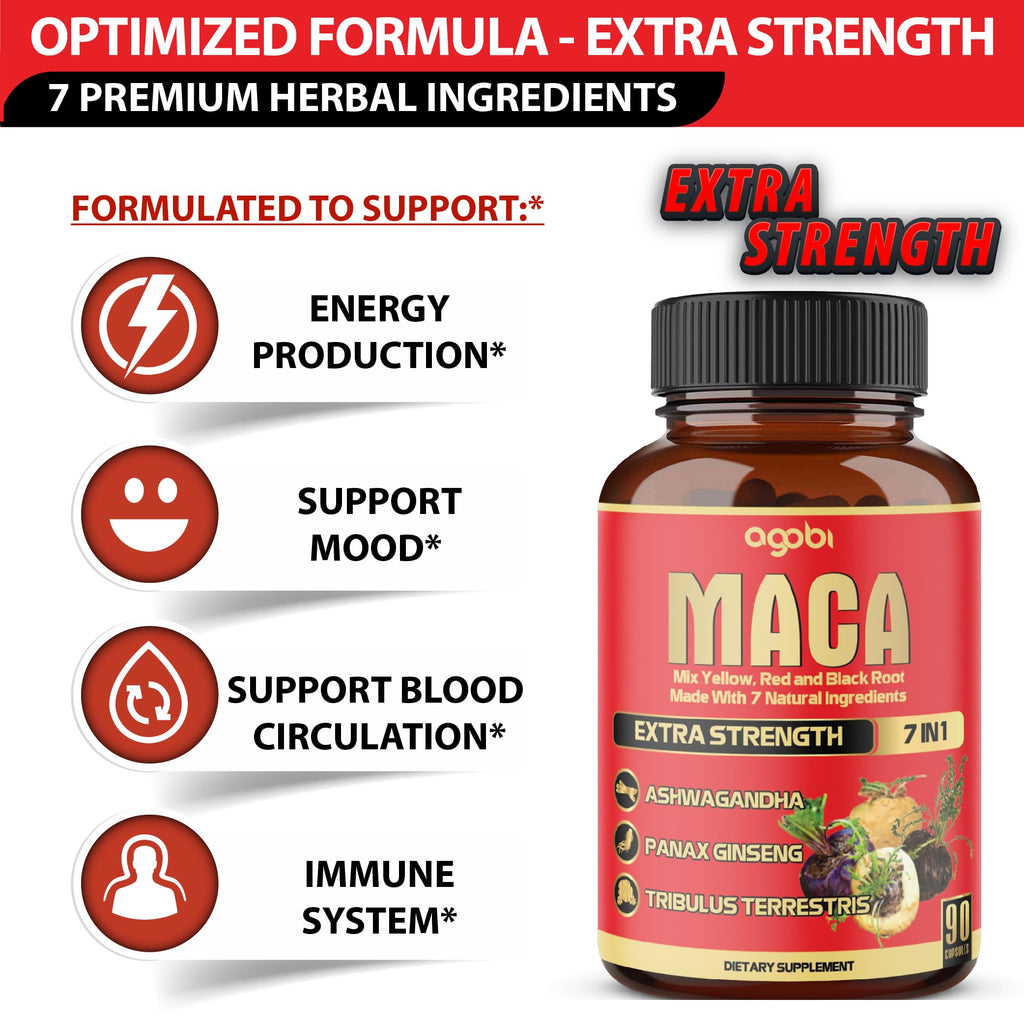 Agobi Maca Root Capsules Energy & Performance - 90 Capsules - image 3