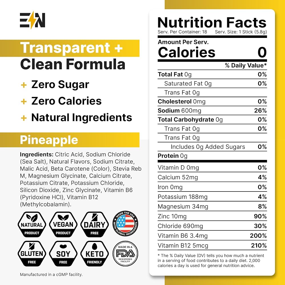 Engineered Nutrition Sugar-Free Electrolyte Powder Packets Pineapple - image 6