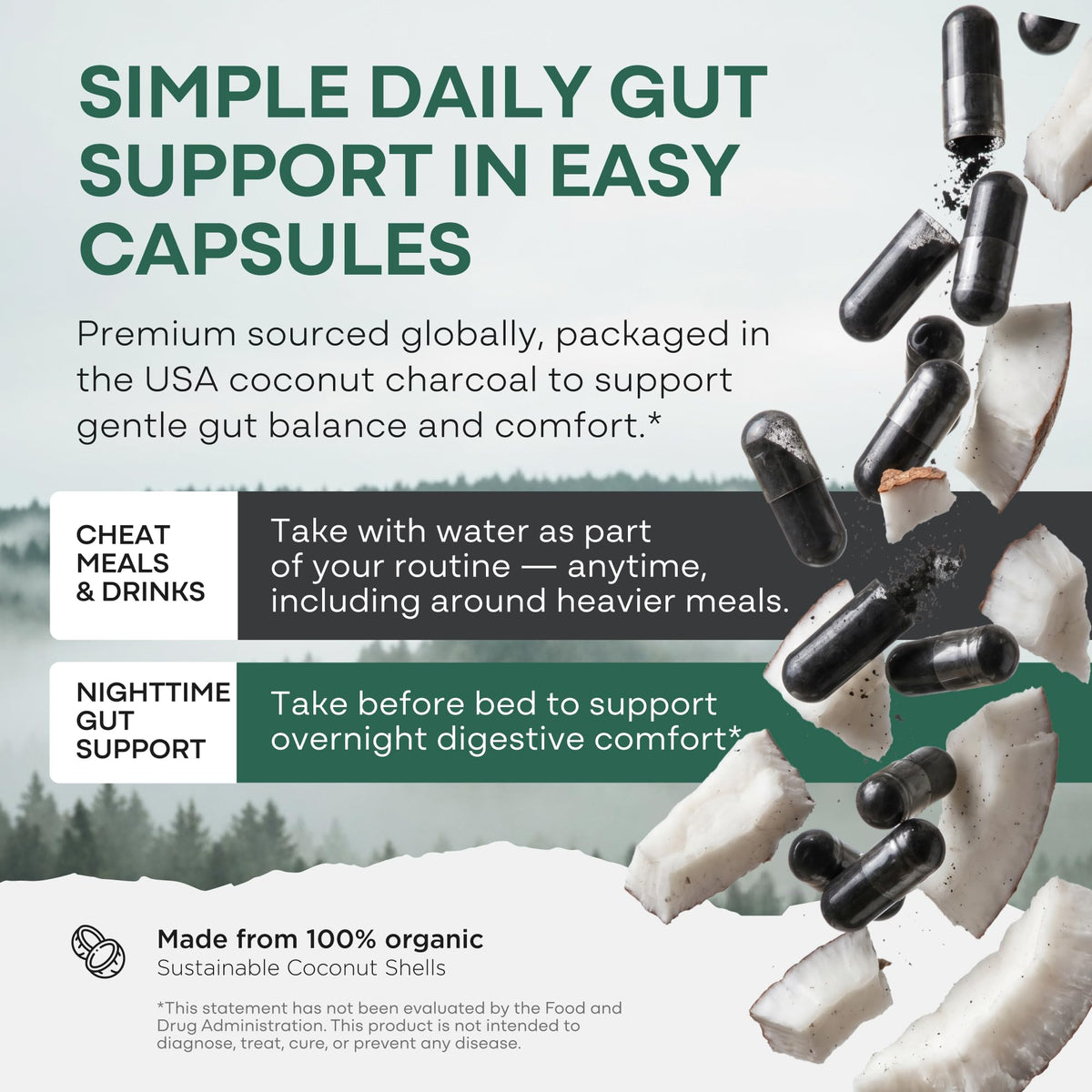 Wild Activated Charcoal Capsules from 100% Organic Coconut Shells