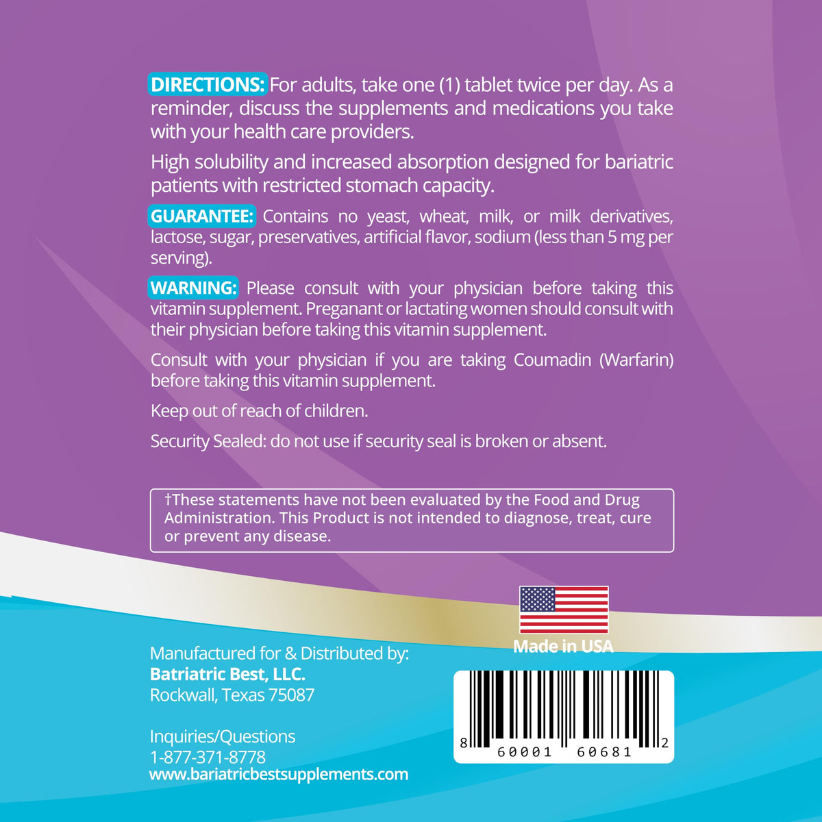 Bariatric Best High ADEK Multivitamin - 180 Tablets - image 3