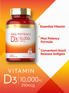 Carlyle Vitamin D3 10000 IU - 400 Softgels - image 3