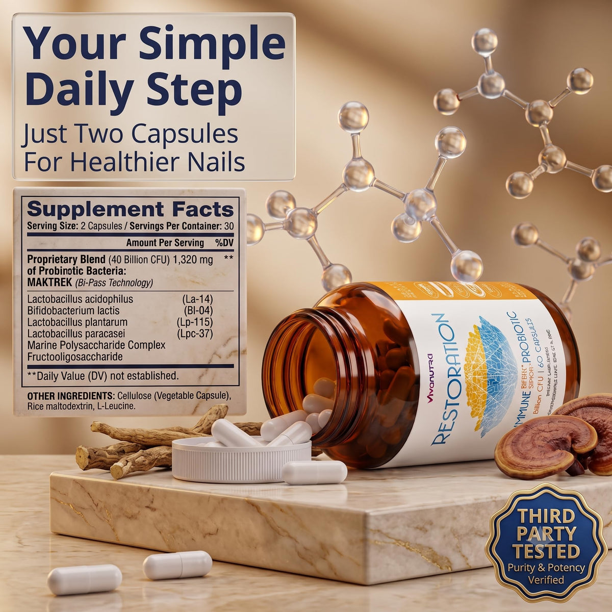 VIVANUTRA Restoration Probiotic Nail Fungus Supplement Extra Strength - image 5