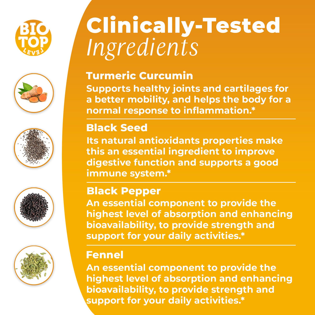 BIOTOPLEVEL Liquid Turmeric Curcumin with Black Pepper - 1.01 Fl Oz - image 4