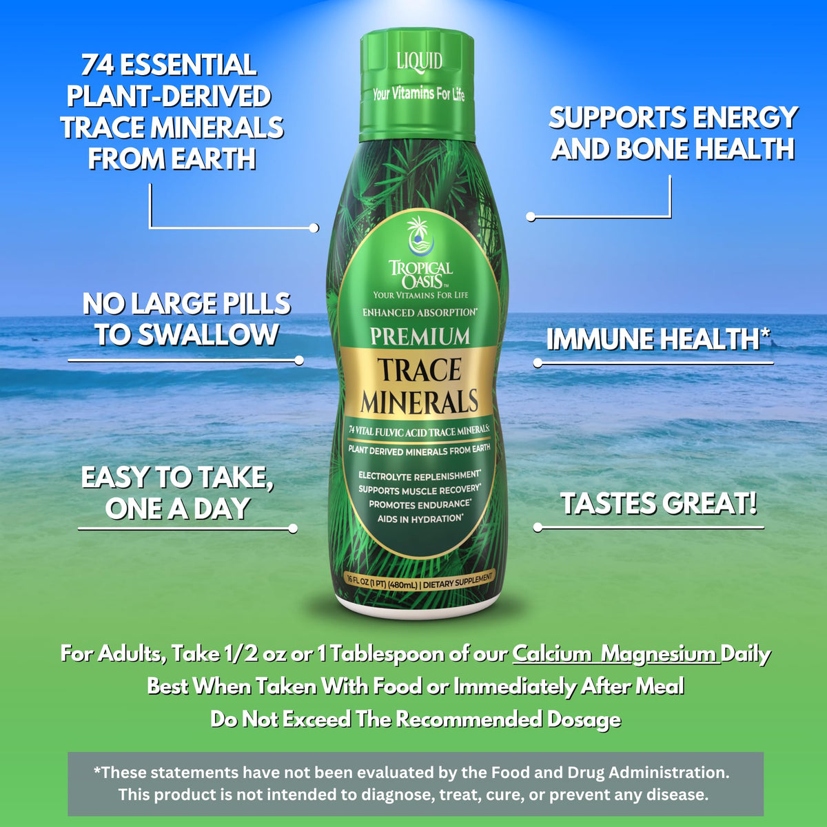 Tropical Oasis Ionized Plant Based Trace Minerals Liquid - 16 oz - image 3
