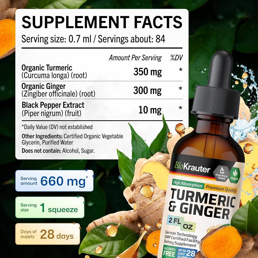 BIO KRAUTER Turmeric and Ginger Supplement Drops - 2 Fl Oz - image 4