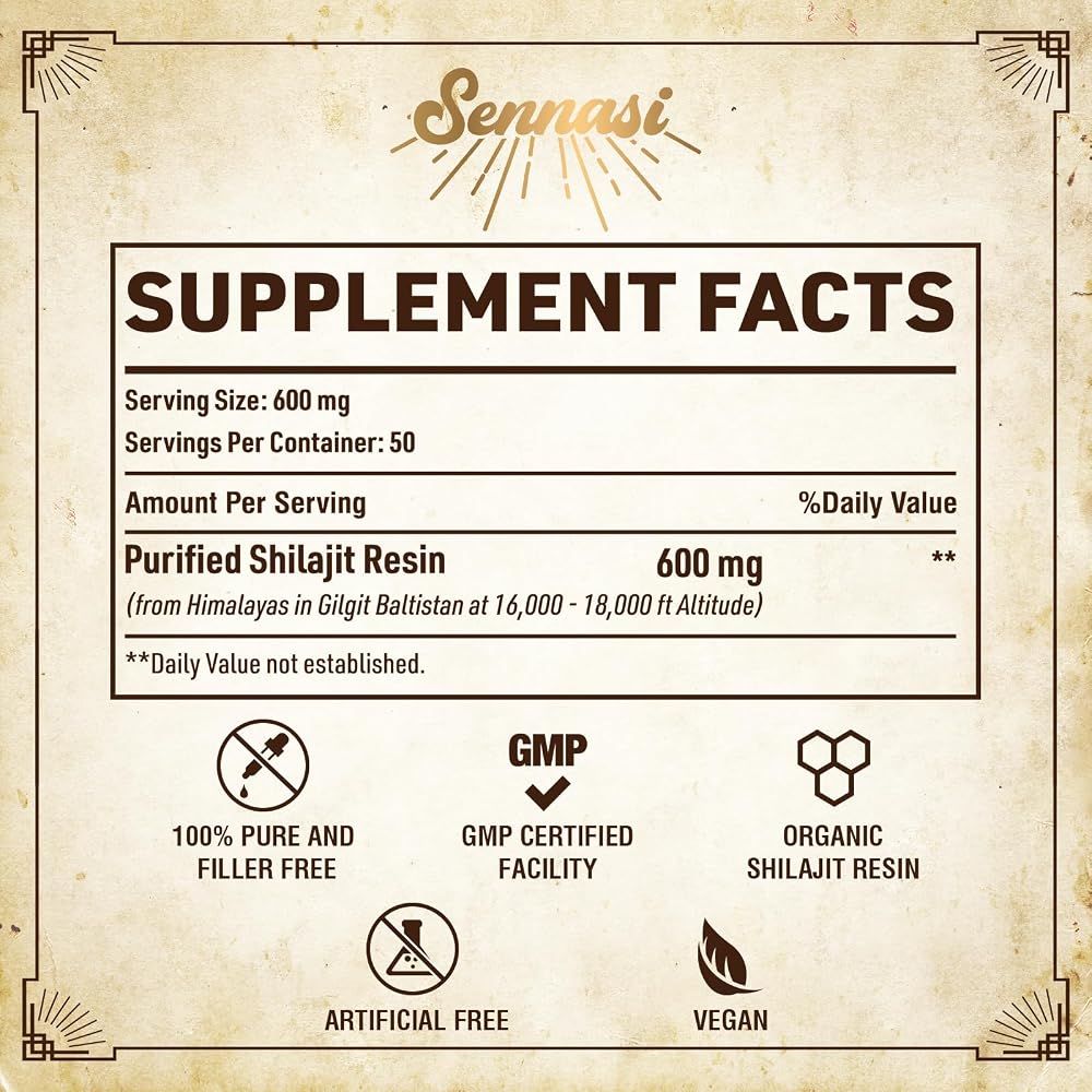 Sennesi Shilajit Pure Himalayan Organic Shilajit Resin - 600mg - image 3