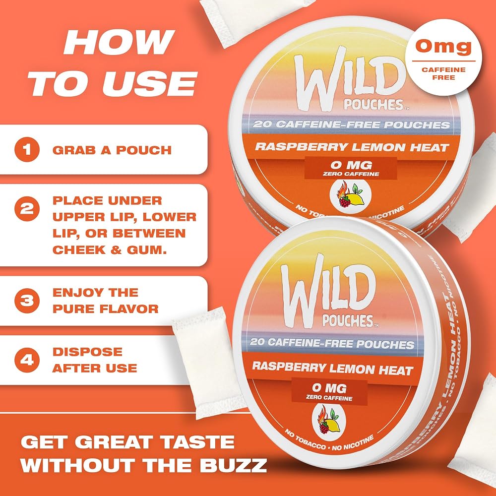 Wild 20 x 0mg Lemon Heat Nicotine Free Pouches No Caffeine - Variation