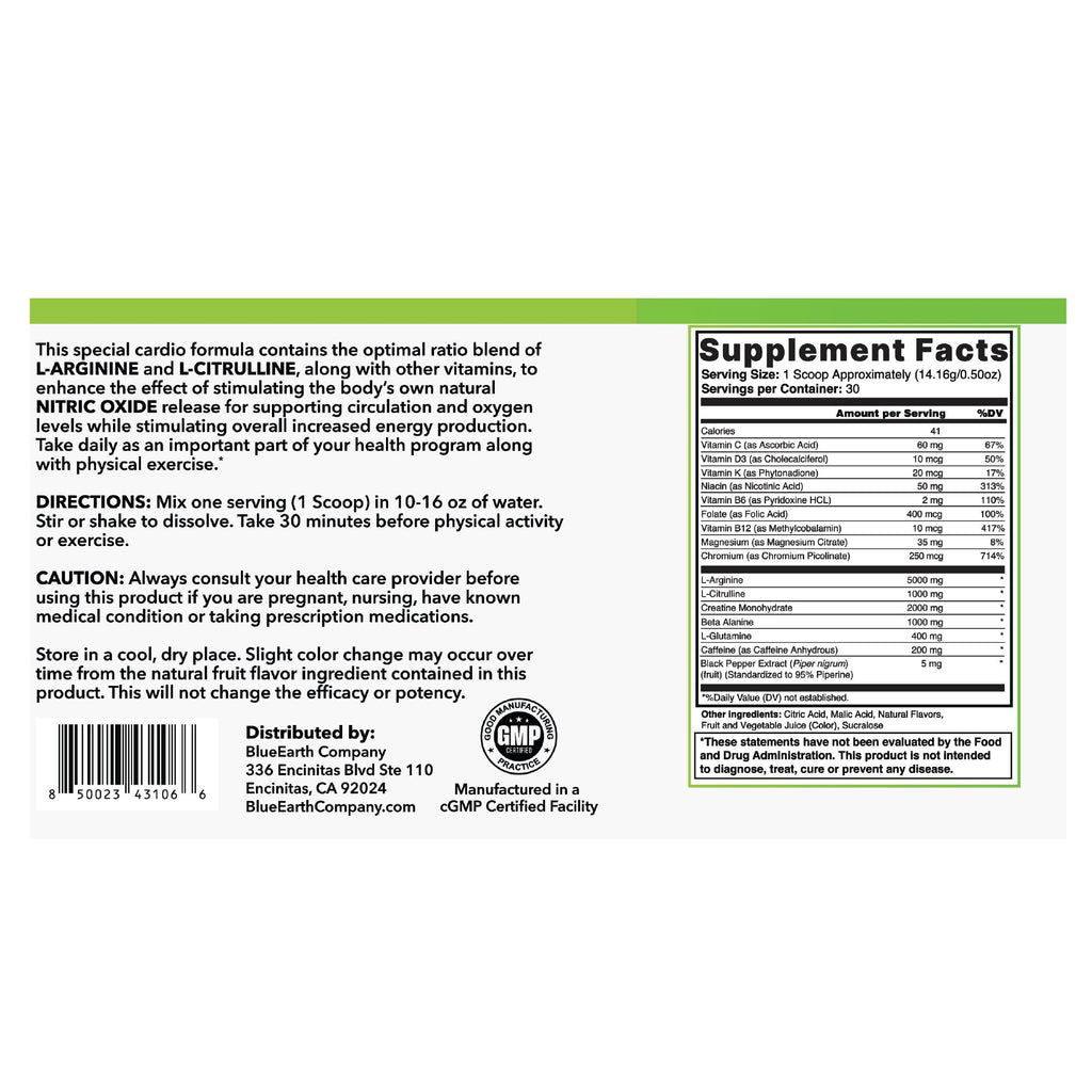 BlueEarth Company L-Arginine 5000mg + L-Citrulline Complex Powder