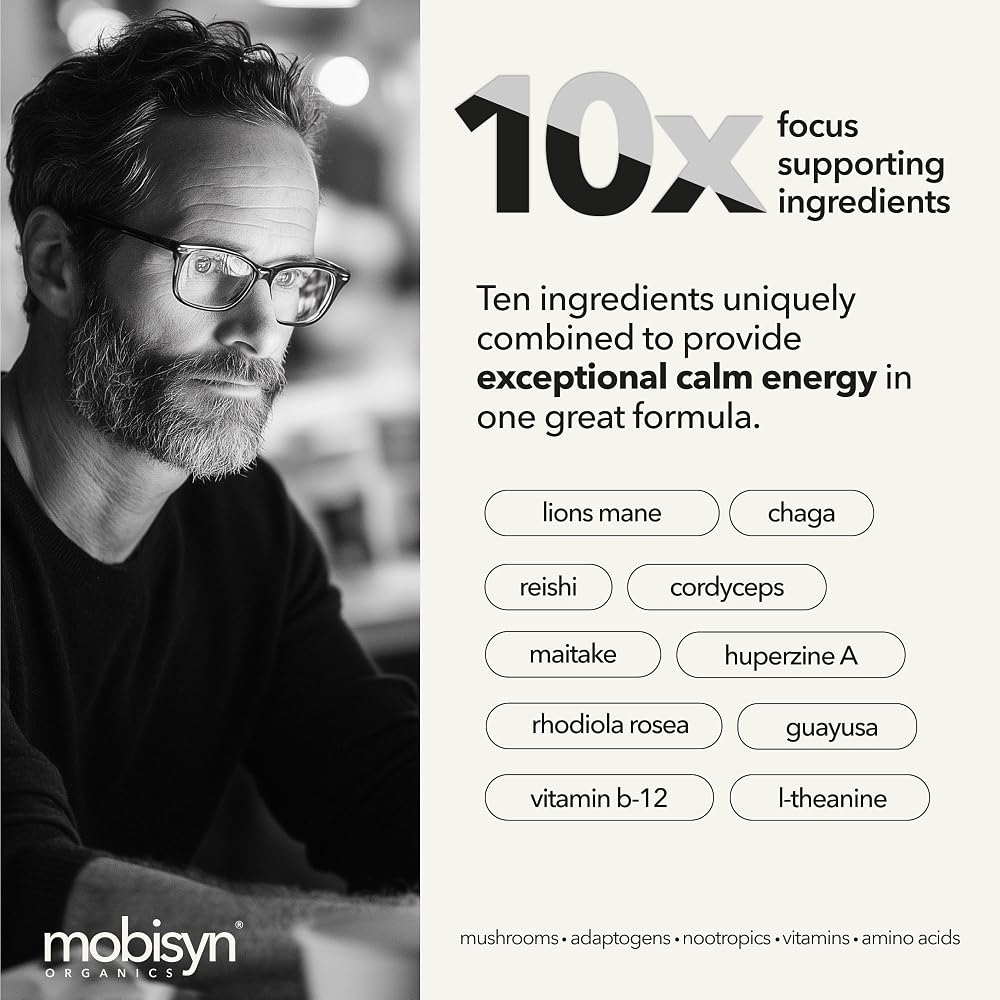 Mobisyn Organic Mushroom Supplement with Cognitive Nootropic Mushroom