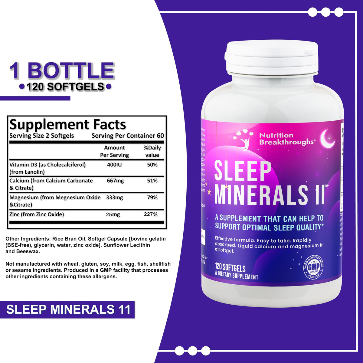 Nutrition Breakthroughs Sleep Minerals II Natural Sleep Aid - 120 Softgels - image 4