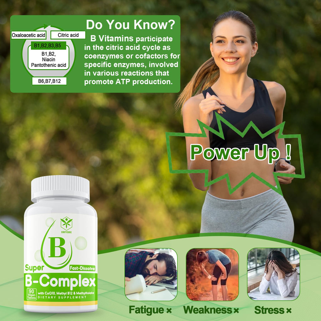 EnvyCure Vitamin B Complex Methylated Energy Support - 180 Tablets - image 6