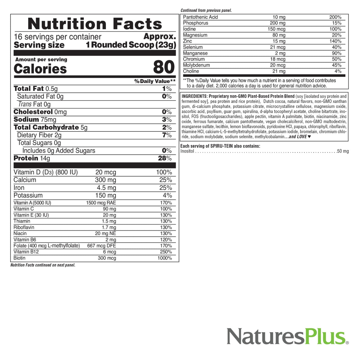 NaturesPlus Natures Simply Natural SPIRU-TEIN Shake - Meal