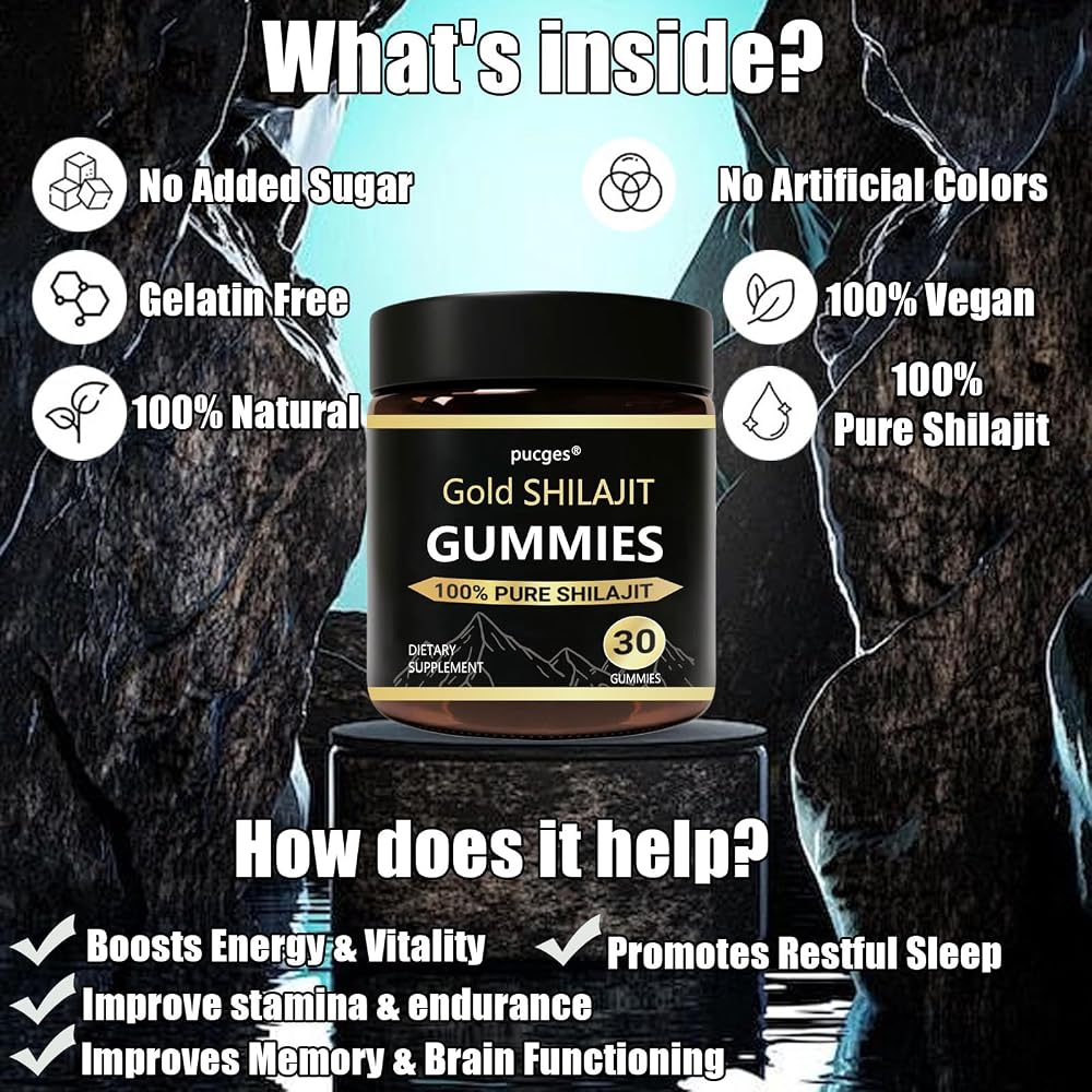 Pucges Shilajit Gummies for Men - 30 Gummies - image 4