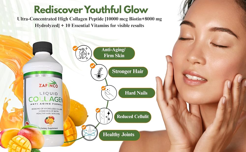 ZAFiNCO Liquid Collagen with Biotin Mango Flavor - 16 Fl Oz - image 3