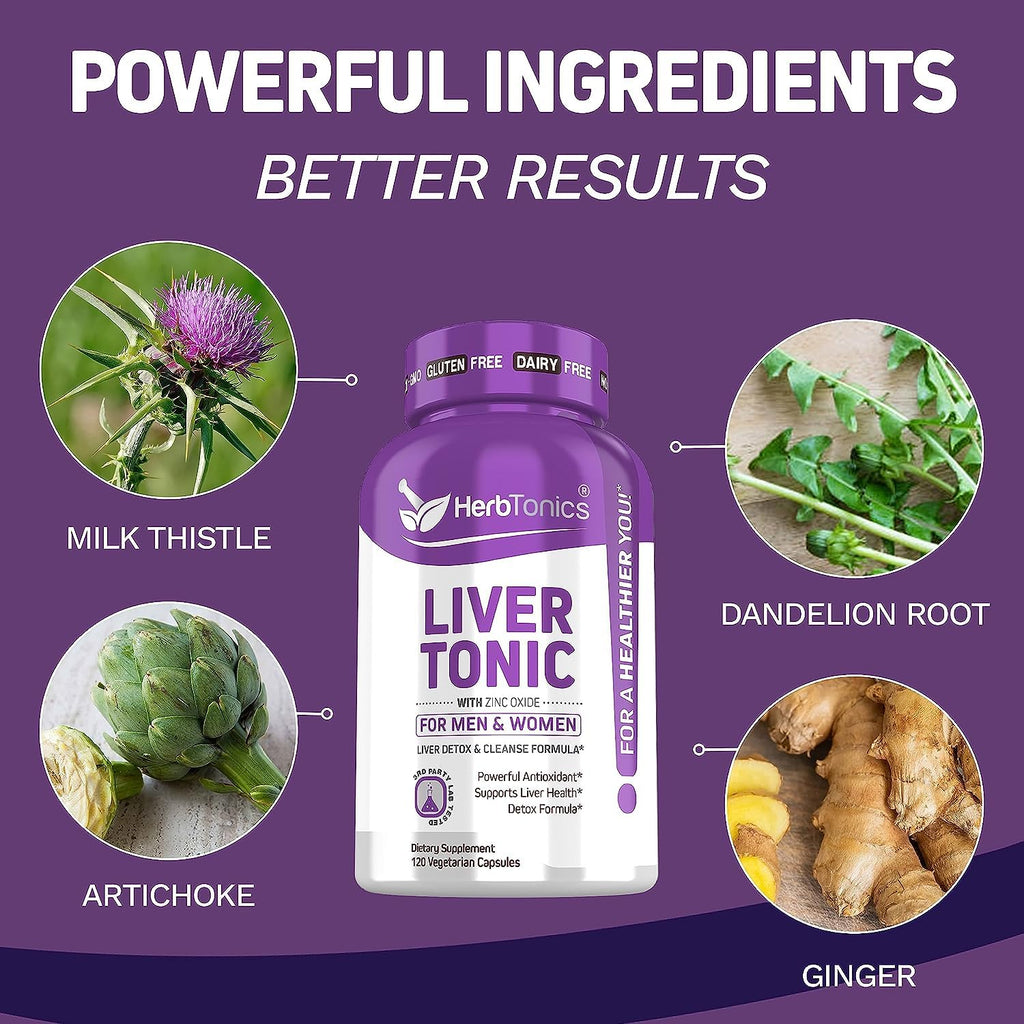 Herbtonics Liver Detox Cleanse with Milk Thistle & Berberine - 240 Capsules - image 4