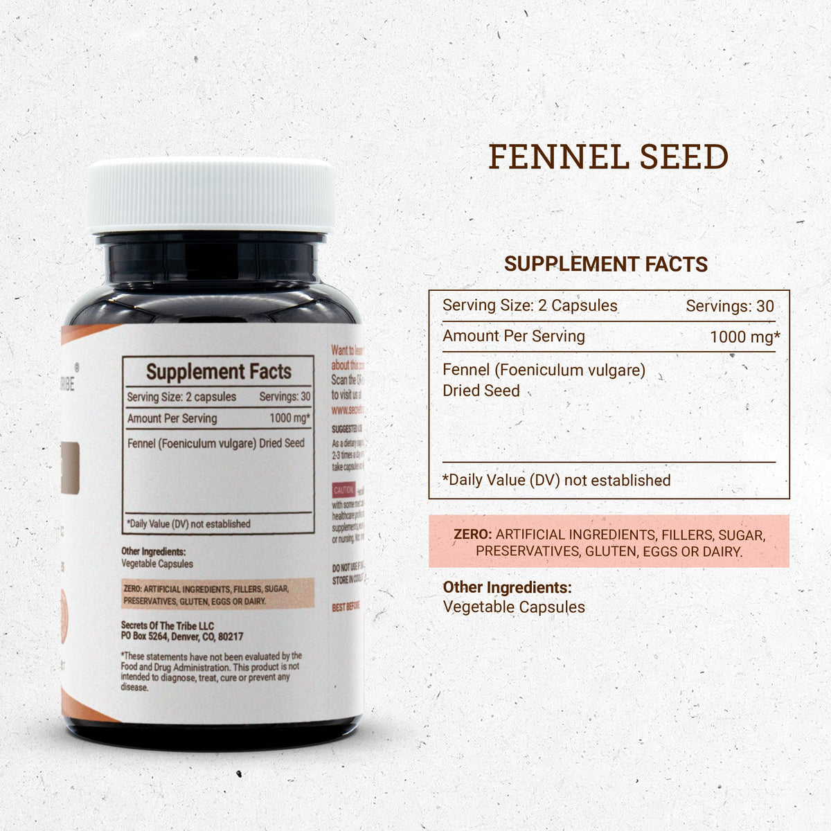 Secrets of the Tribe Fennel Seed Digestive Wellness - 60 Capsules - image 3