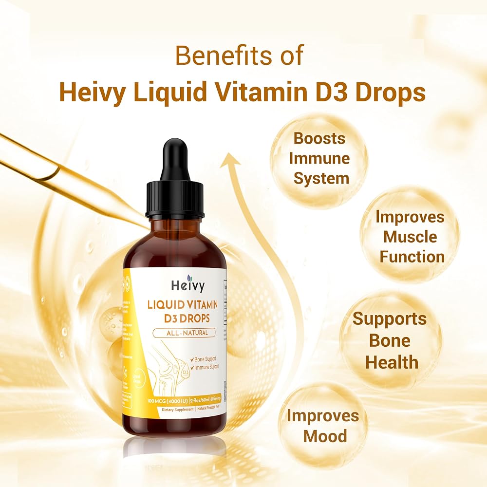 Heivy Liquid Vitamin D3 Drops Bone and Immune Support - 2 fl oz - image 5