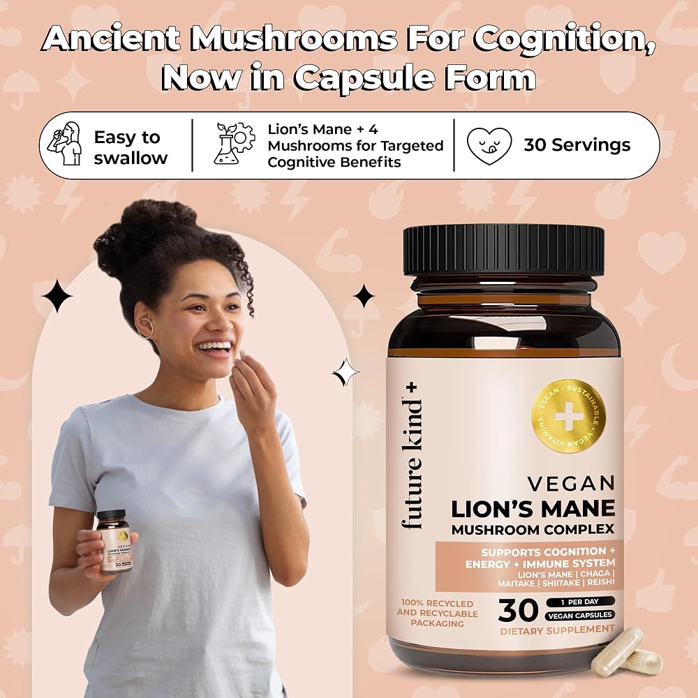 Future Kind Vegan Lion's Mane Mushroom Complex Brain Support - 30 Capsules - image 9