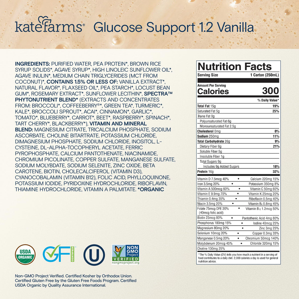 Kate Farms Glucose Support 1.2 Shake Vanilla 16g Protein - 12 Pack - image 2