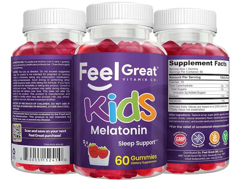 The Feel Great Vitamin Company Kids Melatonin 1mg Gummies - 60 Count - image 9