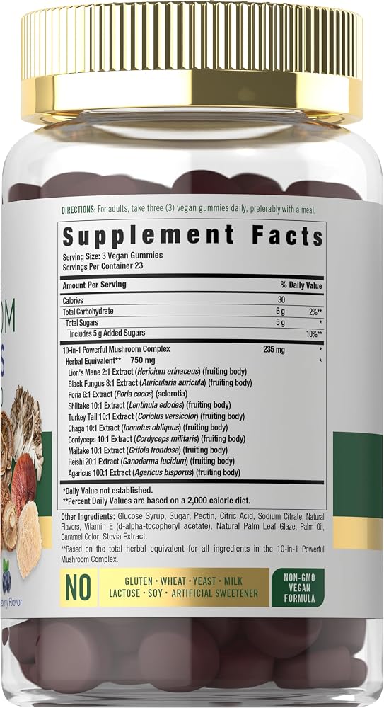 Carlyle Mushroom Complex Gummies 10-in-1 Blend - 70 Count - image 2