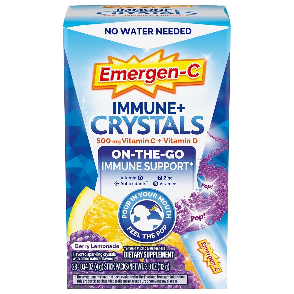 Emergen-C Immune Plus Crystals Berry Lemonade - 28 Stick Packs