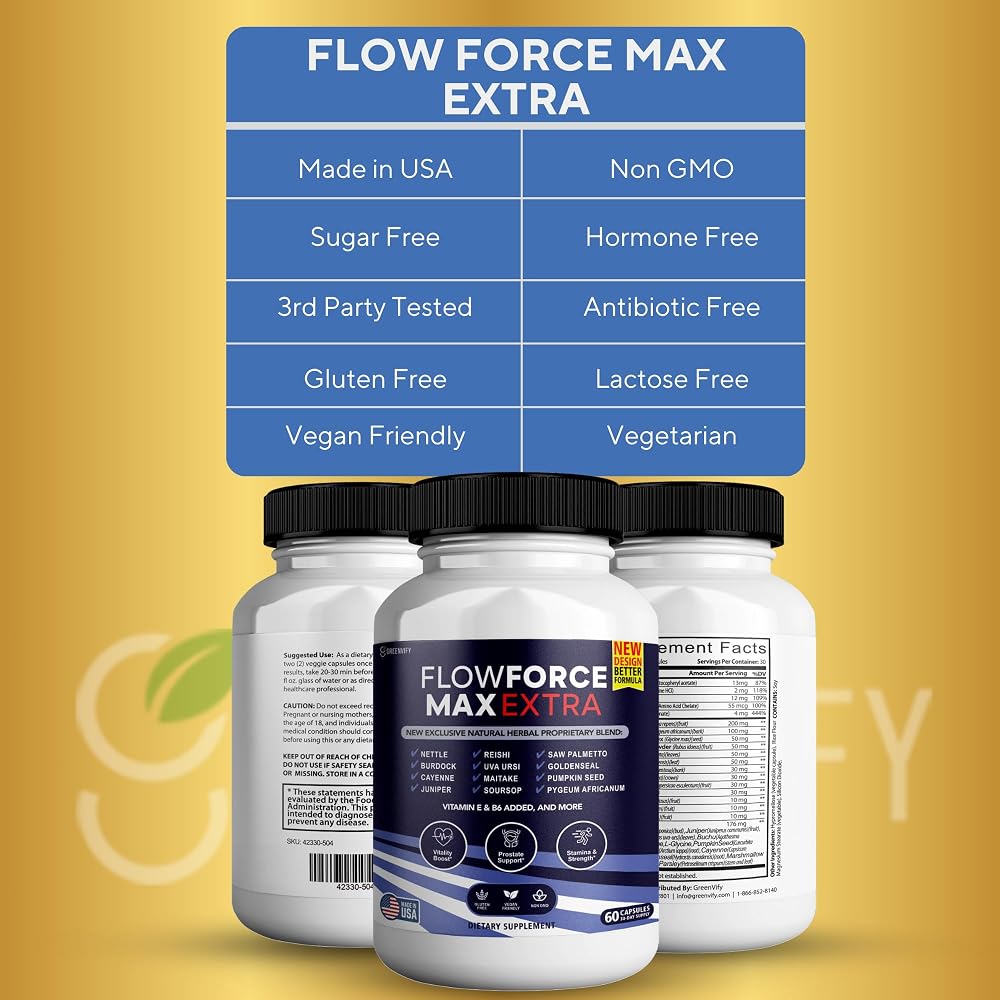 GREENVIFY Flow Force Max Extra Prostate Supplements for Men Capsules