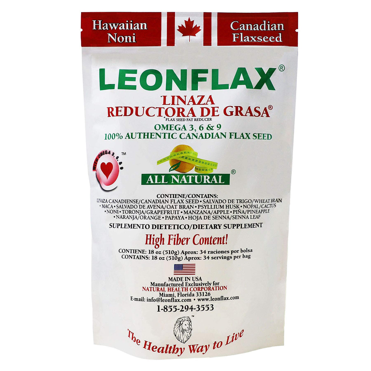 Leonflax Ground Flax Seed Fiber Supplement - 450 Ounces