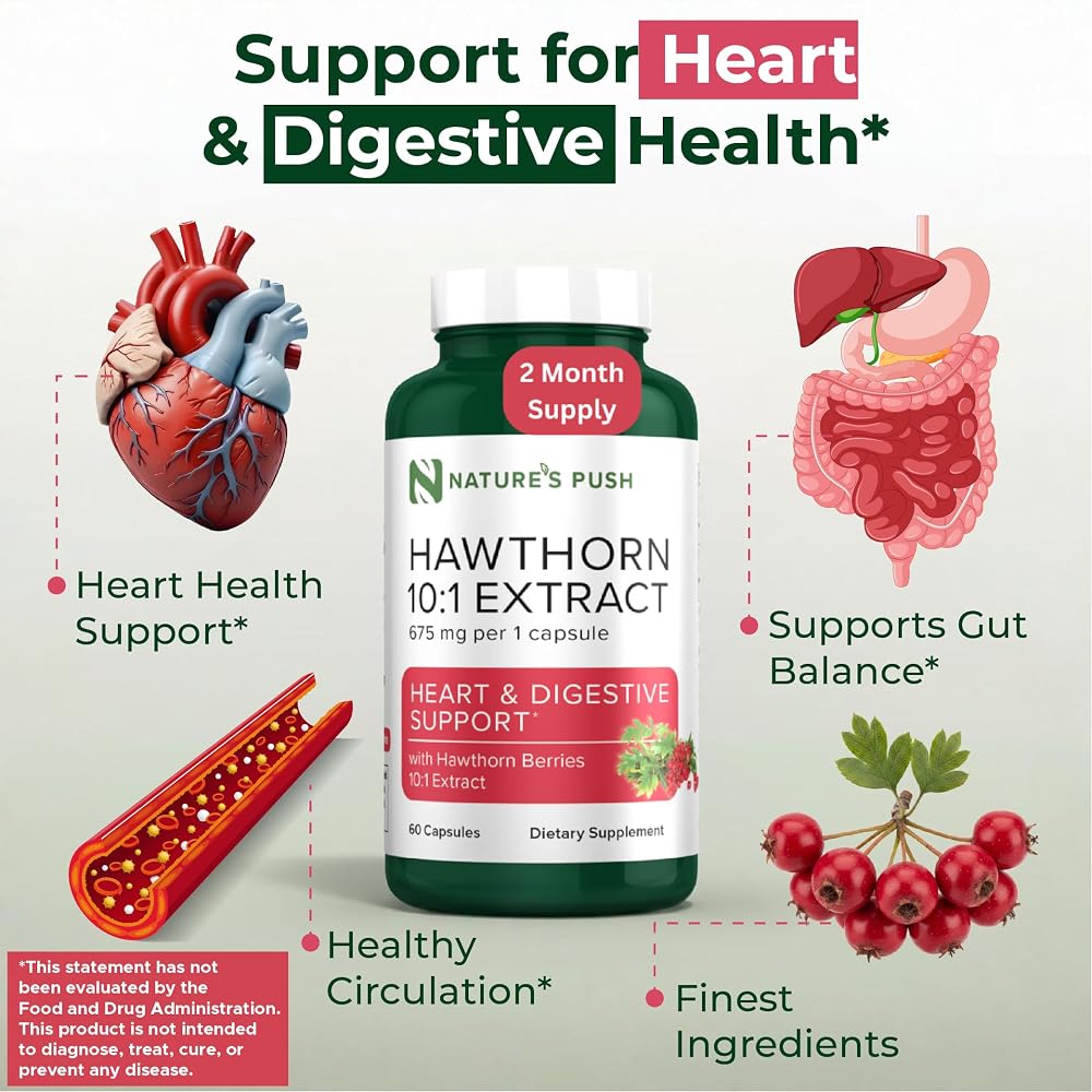 Nature's Push Super Potent Hawthorn Berry 10:1 Extract 675mg Capsules