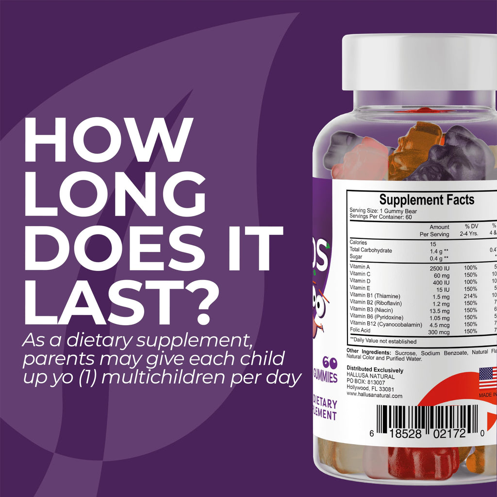 Hallusa Natural HallKids Multivitamin Gummies for Kids - 60 Gummies - image 6