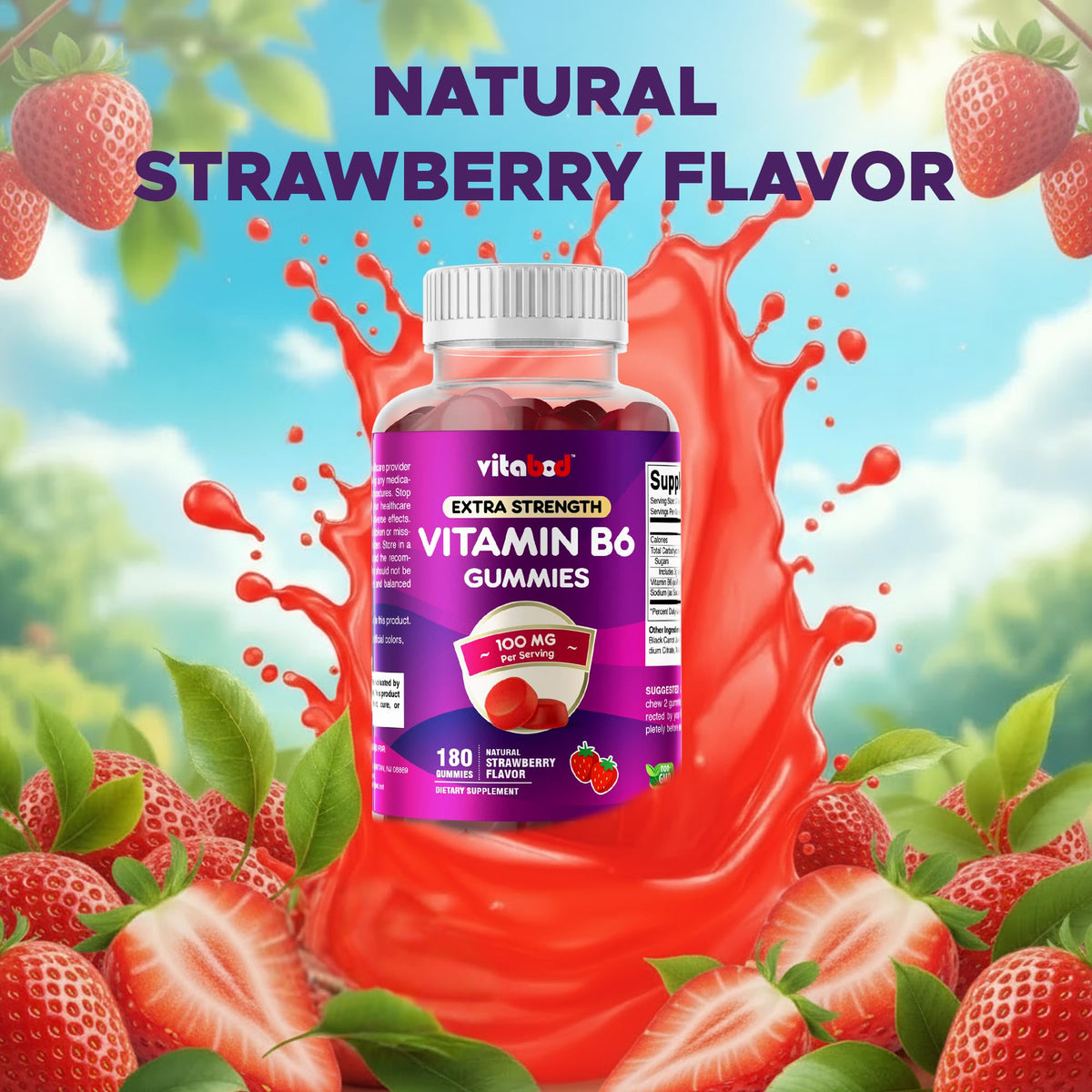 Vitabod Extra Strength Vitamin B6 Gummies 100mg - 180 Gummies - image 7