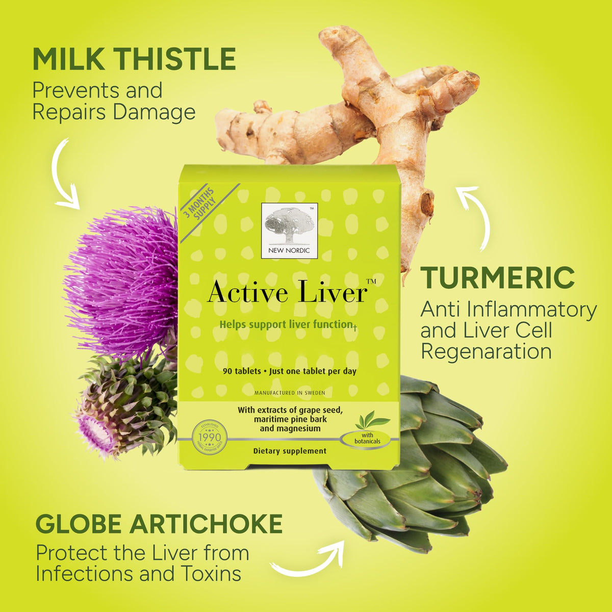 NEW NORDIC Active Liver Daily Support Supplement - 90 Tablets - image 3